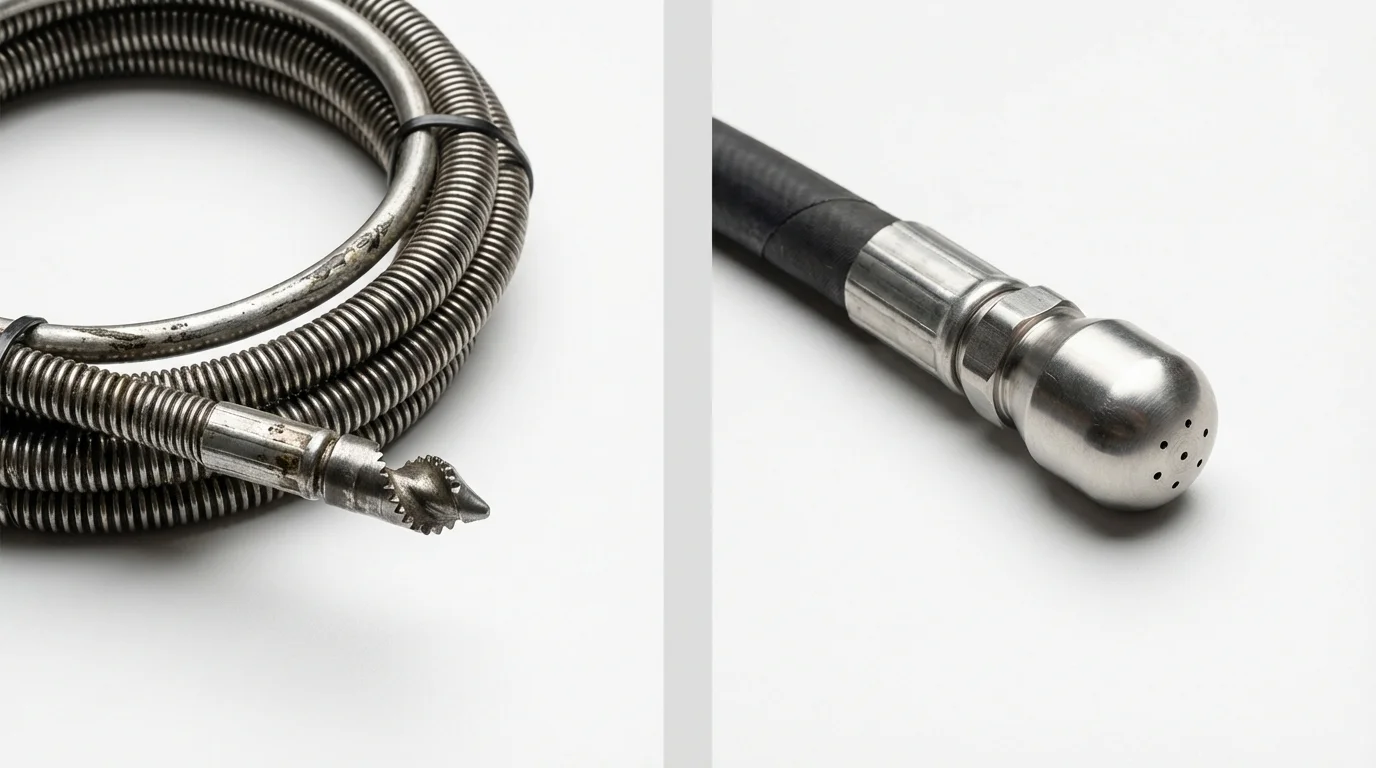 Drain snake cable and hydro jetting nozzle used for drain cleaning in Sun City, AZ