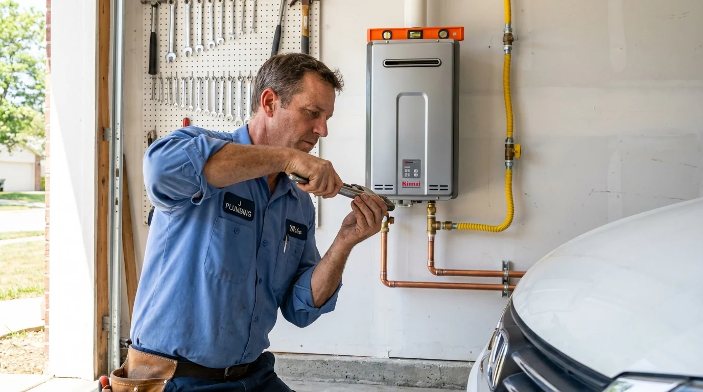 Tankless water heater installation by a Johns Plumbing LLC plumber in Sun City